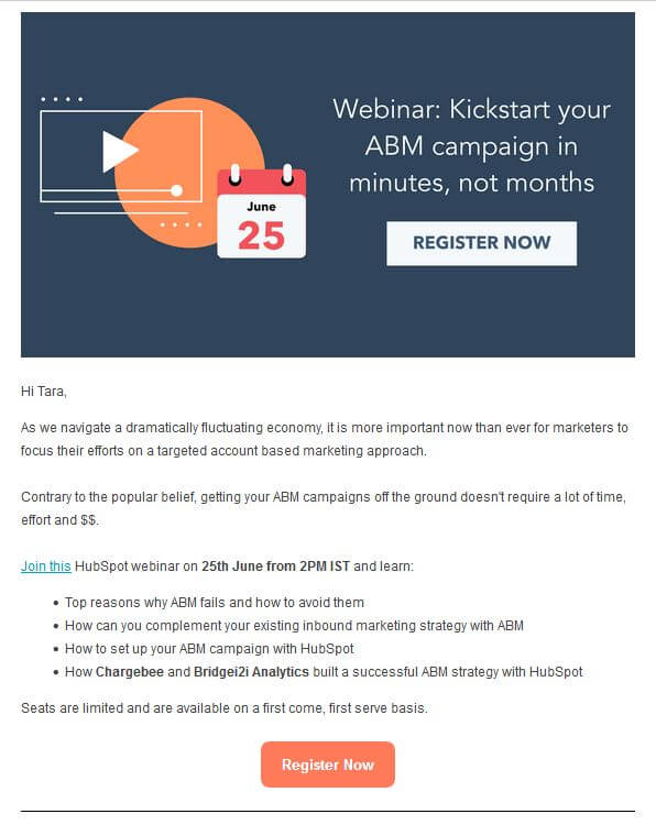 Webinar invitation email