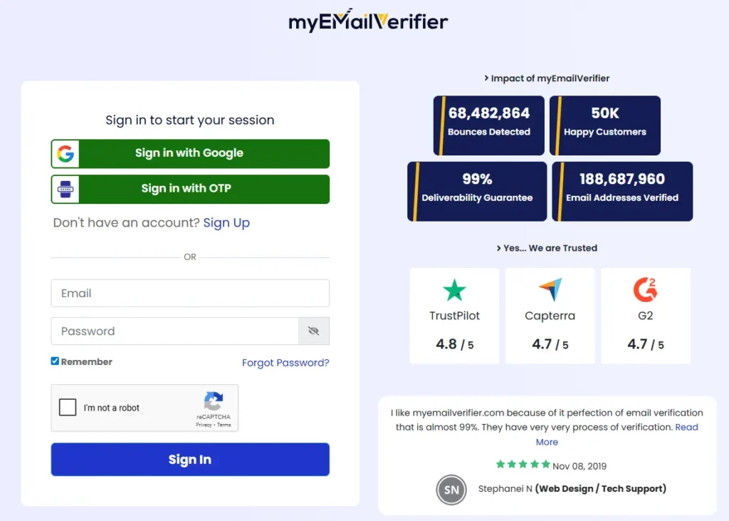 MyEmailVerifier login
