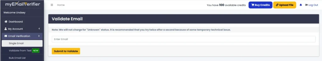 MyEmailVerifier single emails