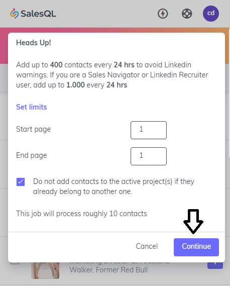 option to set page limit