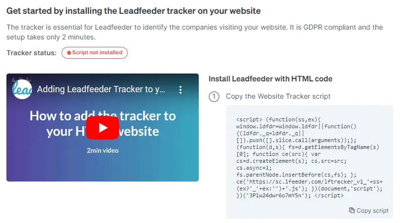 Install Leadfeeder Code