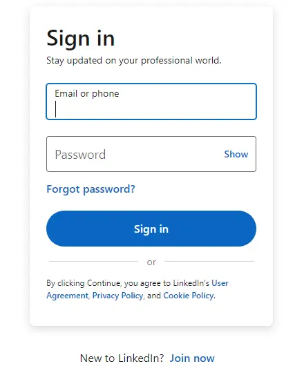 linkedin login