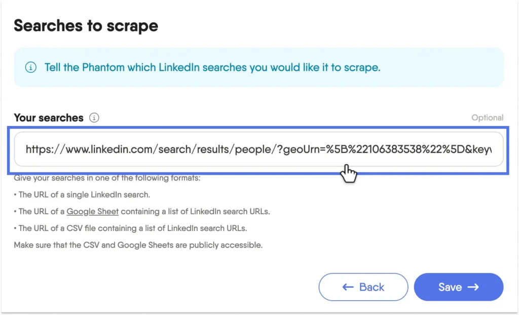 searches to scrape