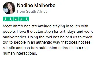User testimonial for Meet Alfred automation platform