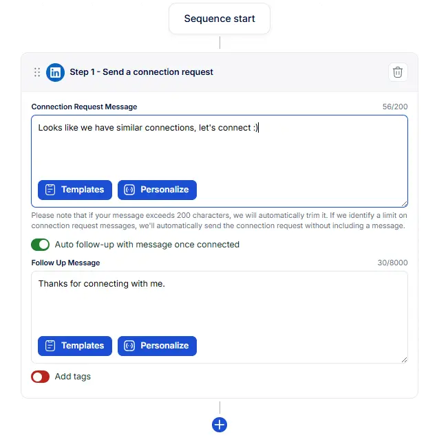 Automated LinkedIn and email sequences in Meet Alfred