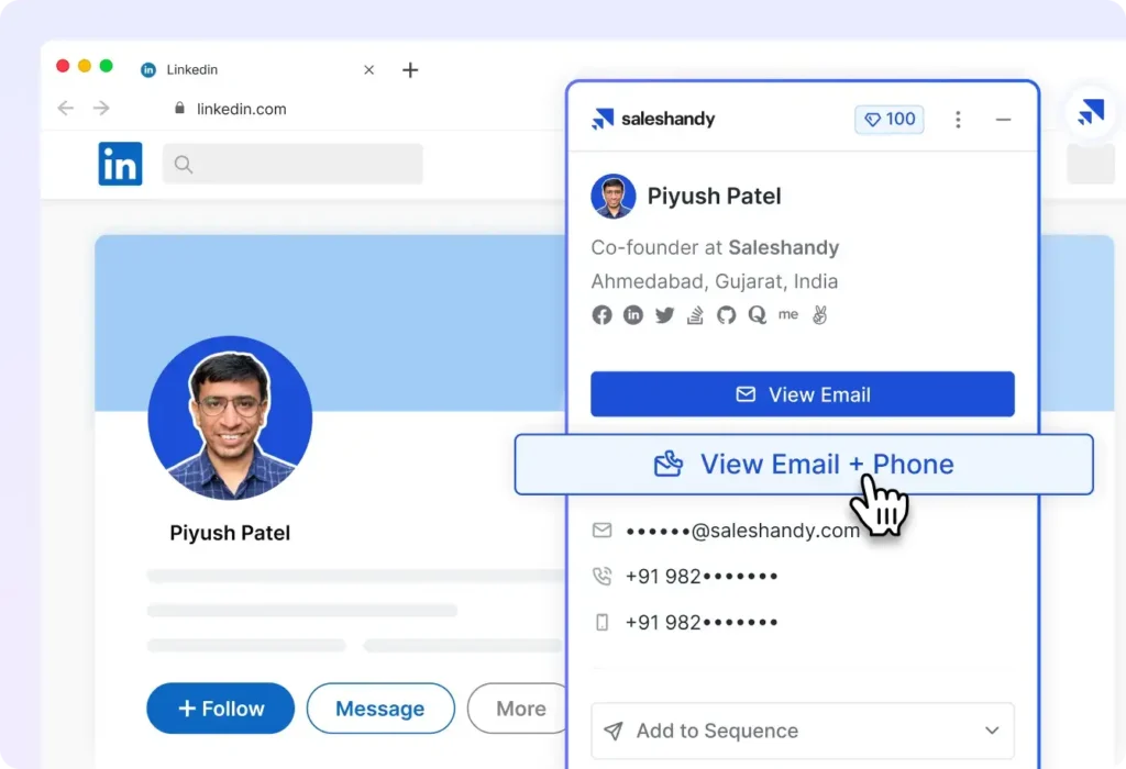 Finding LinkedIn emails using Saleshandy
