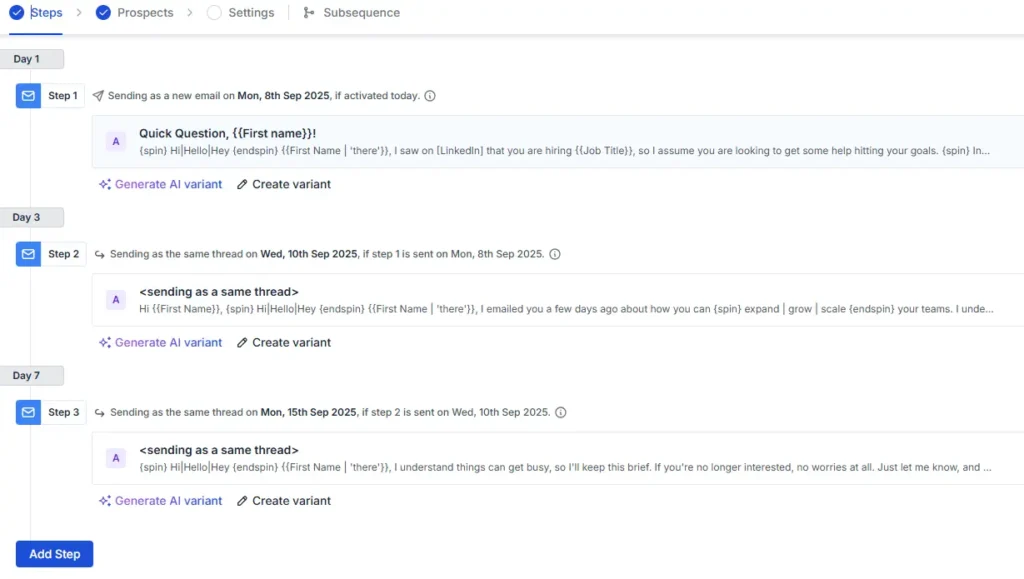 Adding automated email sequences