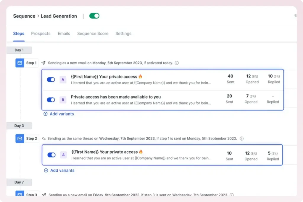 Saleshandy email outreach campaign example